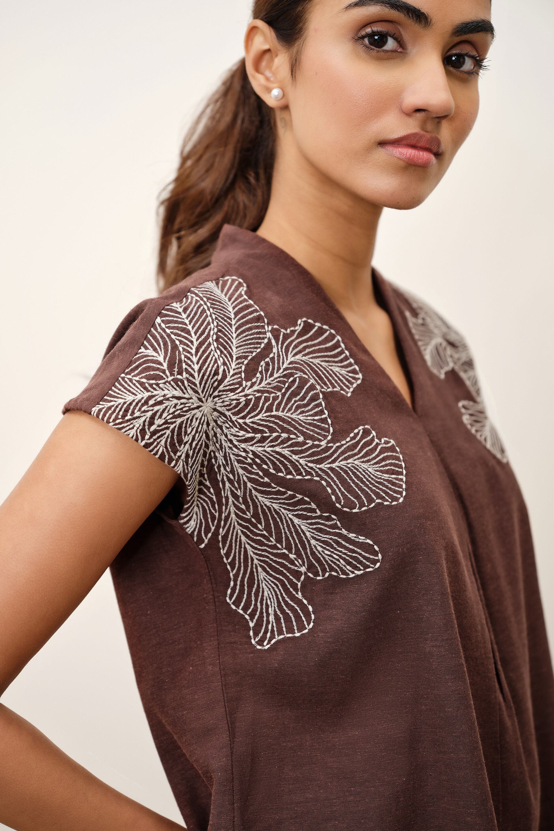 Delmare Brown Top, Brown, image 3